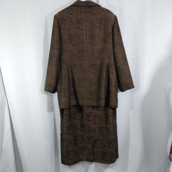MORGAN MILLER! FAB BRONZE/BLACK ABSTRACT SWIRL PATTERN 2 PC SKIRT SUIT! SZ 24W - Picture 8 of 13